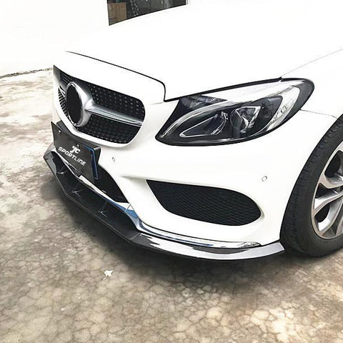 Carbon Fiber Front Bumper Lip Spoiler Guard for Mercedes-Benz C Class W205 Standard Sedan 2015 - 2019